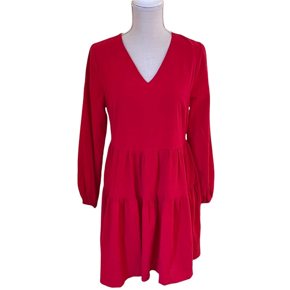 Fancyinn Red Tiered Baby Doll Dress XS